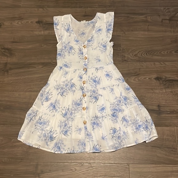 Women’s E&M White & Blue Floral Dress, Size S - Picture 2 of 6